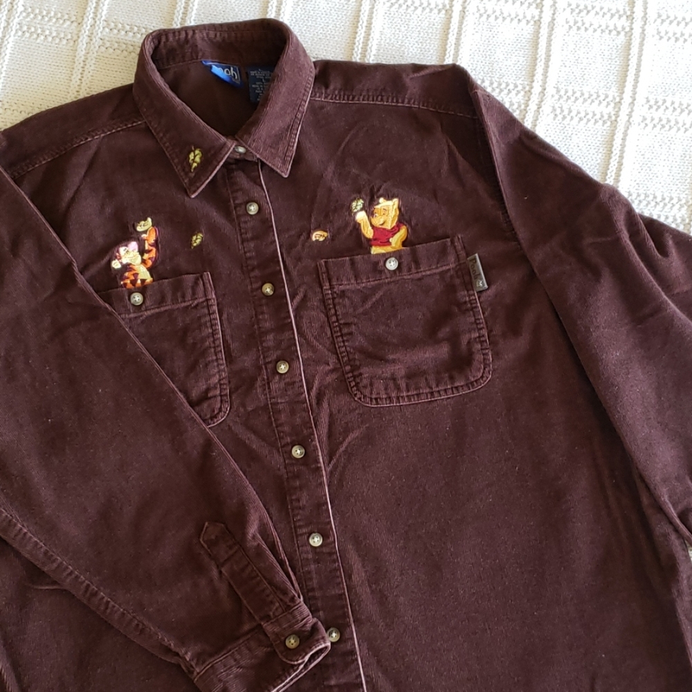 Disney Maroon Winnie the Pooh Button-Down Shirt